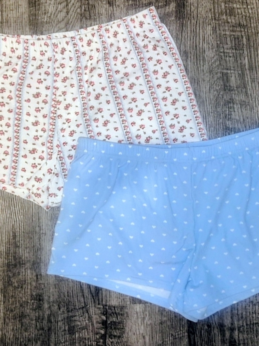Women’s Cotton Sleep Shorts - Blue Heart & Floral Print
